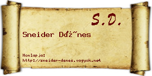 Sneider Dénes névjegykártya