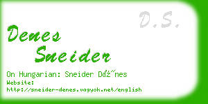 denes sneider business card